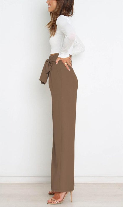 Tie Front Paperbag Wide Leg Pants