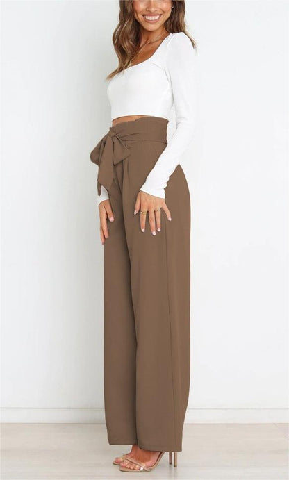 Tie Front Paperbag Wide Leg Pants