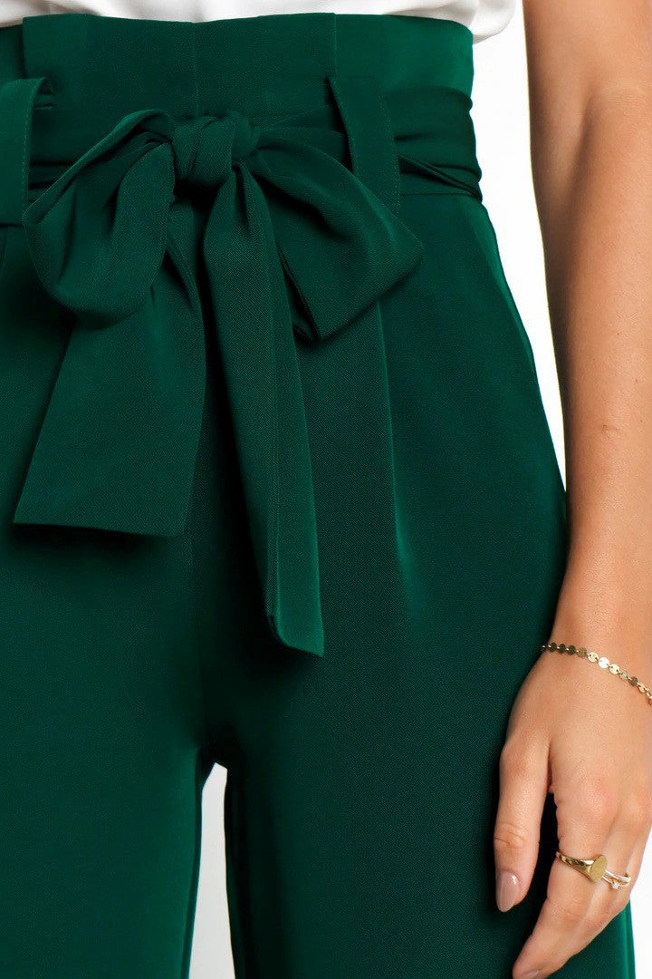 Tie Front Paperbag Wide Leg Pants
