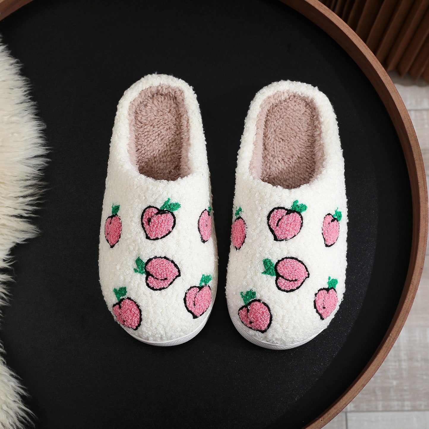 Countryside Fruit Pattern Fuzzy Slippers