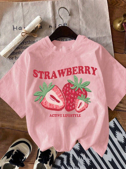 Loose Fit Strawberry Print Tee