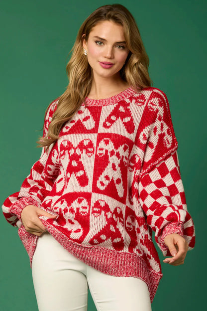 Checkered Gingerbread Man and Candy Cane Sweater