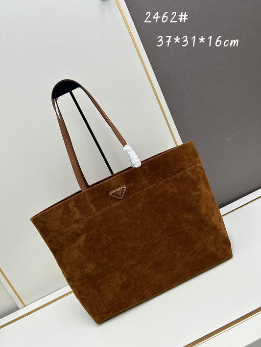 PRADA Tote Bag Suede Brown