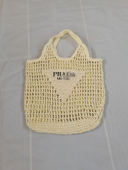 Natural Raffia Knit Tote Bag