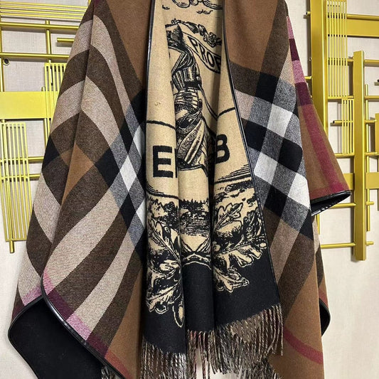Burberry Ekd Patterned Jacquard Wool Cape