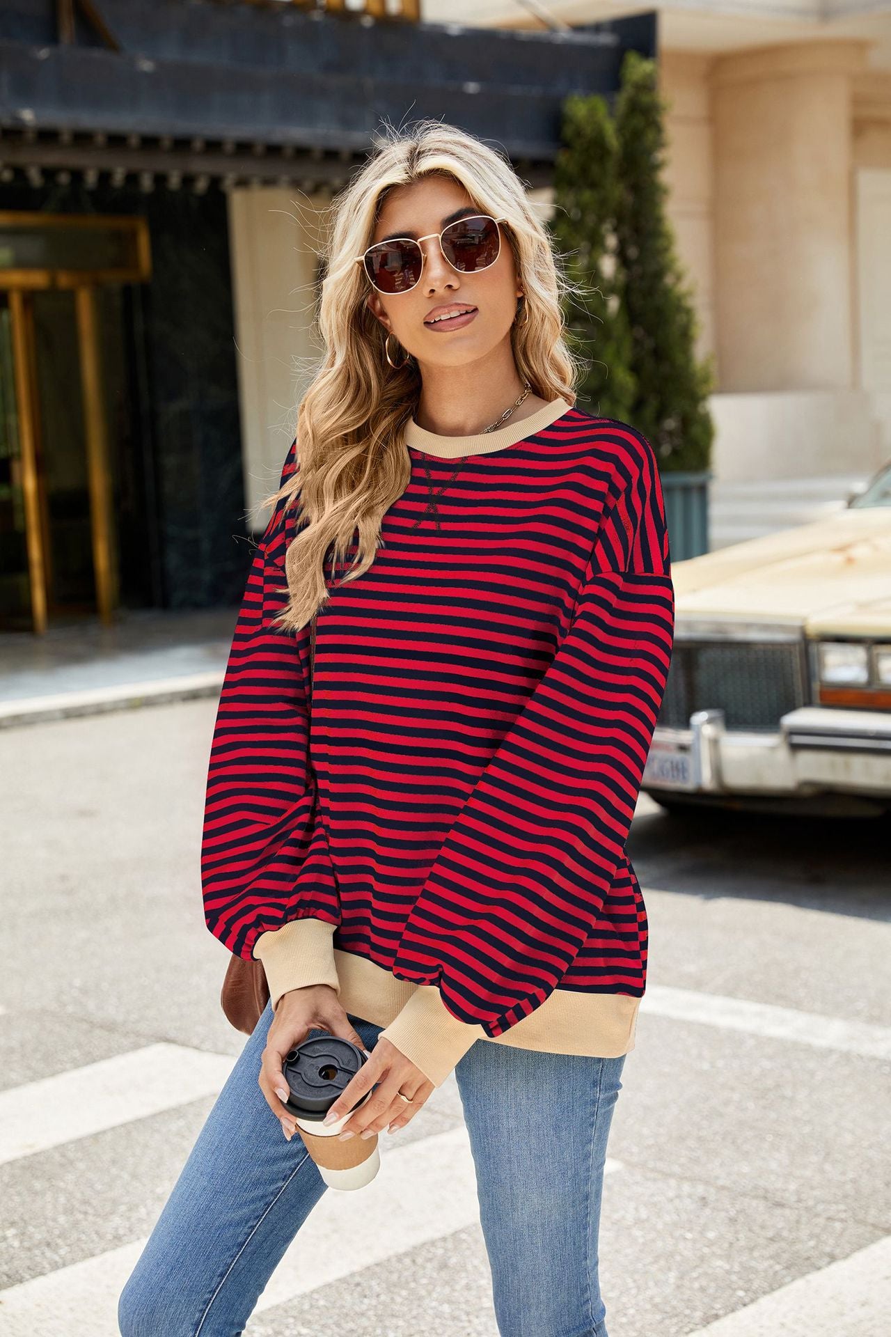 Classic Striped Oversized Crewneck