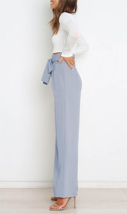 Tie Front Paperbag Wide Leg Pants