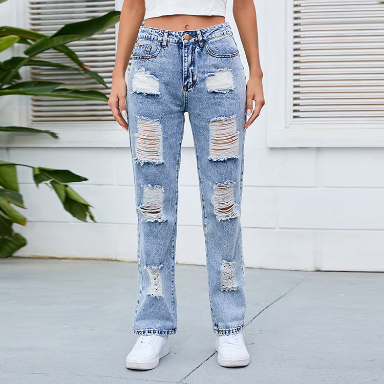 Distressed Washed Jeans