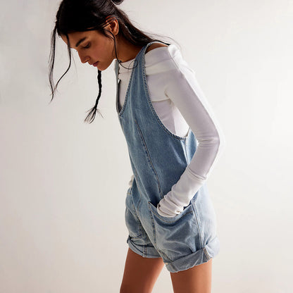 Denim Overall Shorts