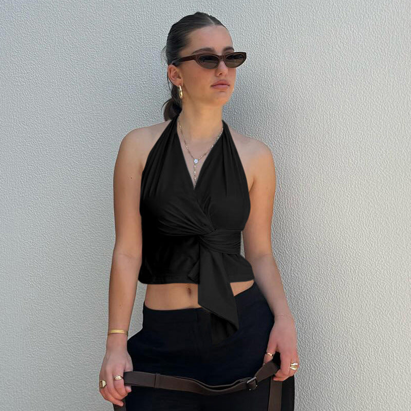 Cinched And Chic Cropped Halter Top