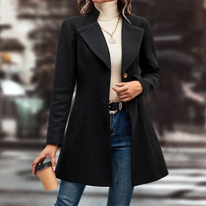Collared Neck Long Sleeve Longline Coat