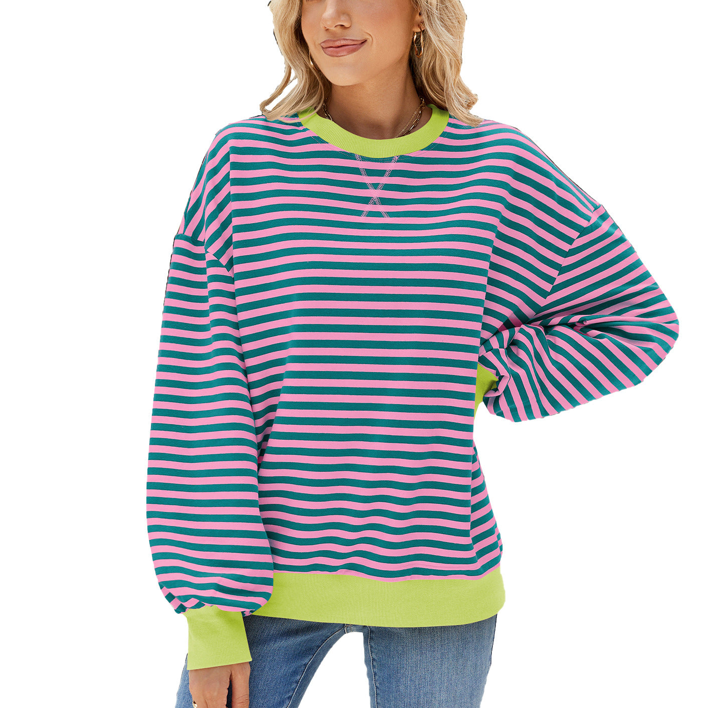Classic Striped Oversized Crewneck