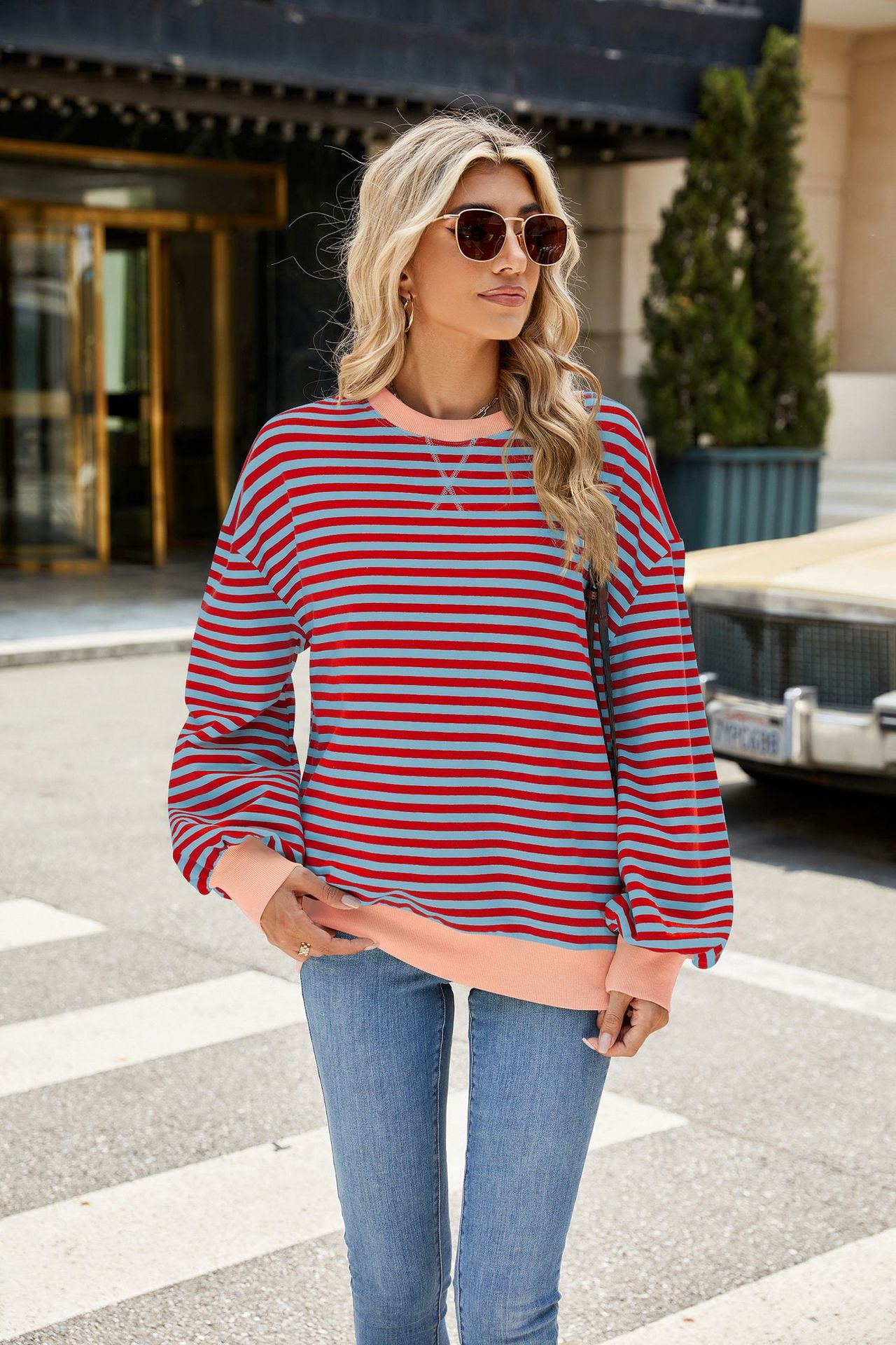 Classic Striped Oversized Crewneck