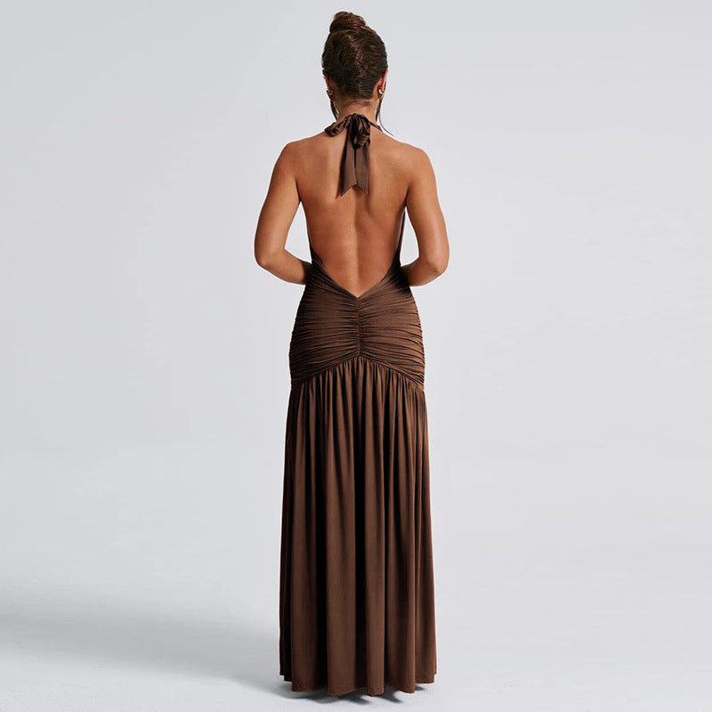 Deep V Neck Halter Dress