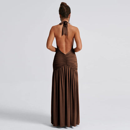Deep V Neck Halter Dress