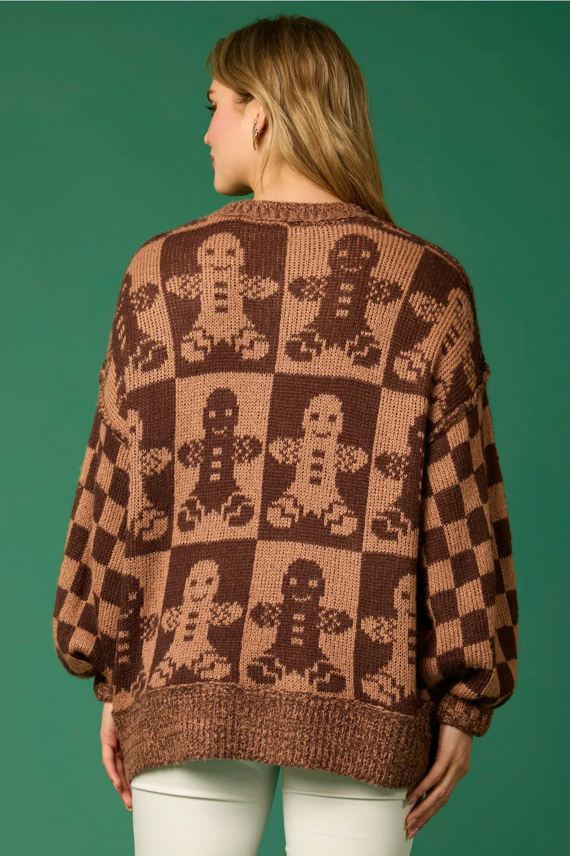 Checkered Gingerbread Man and Candy Cane Sweater