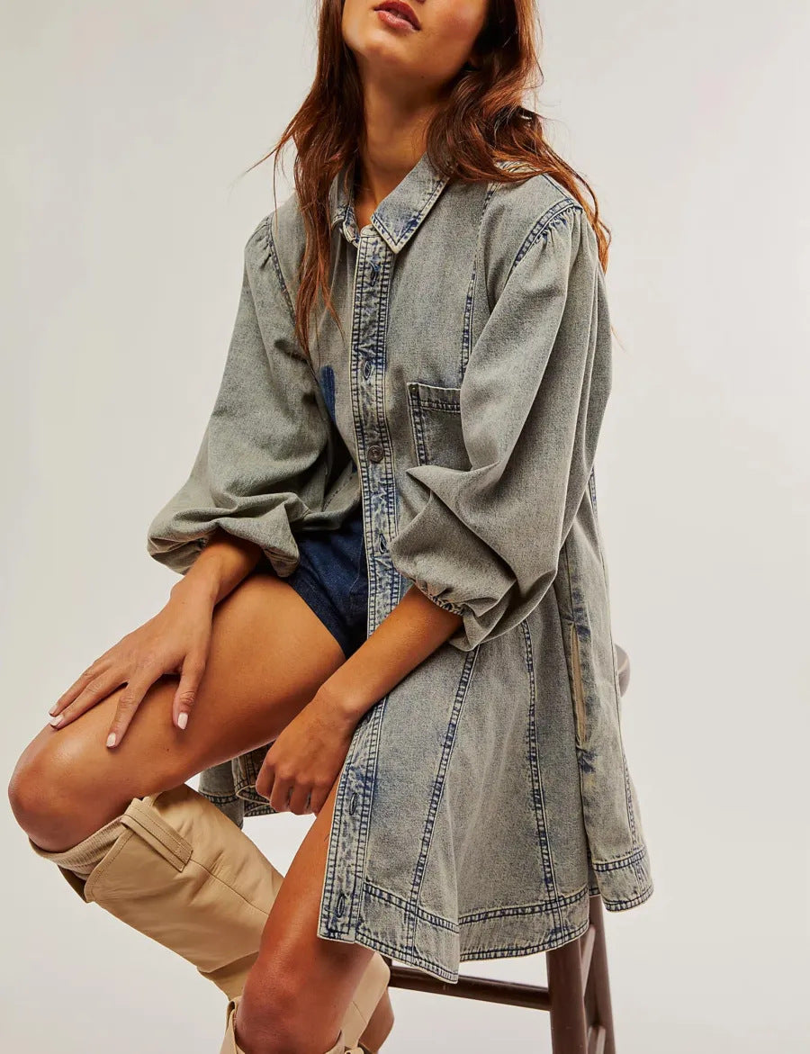 Washed Denim Mini Dress