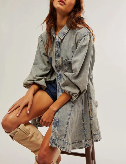 Washed Denim Mini Dress