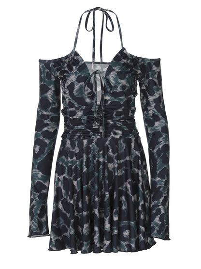 Camo mesh mini dress
