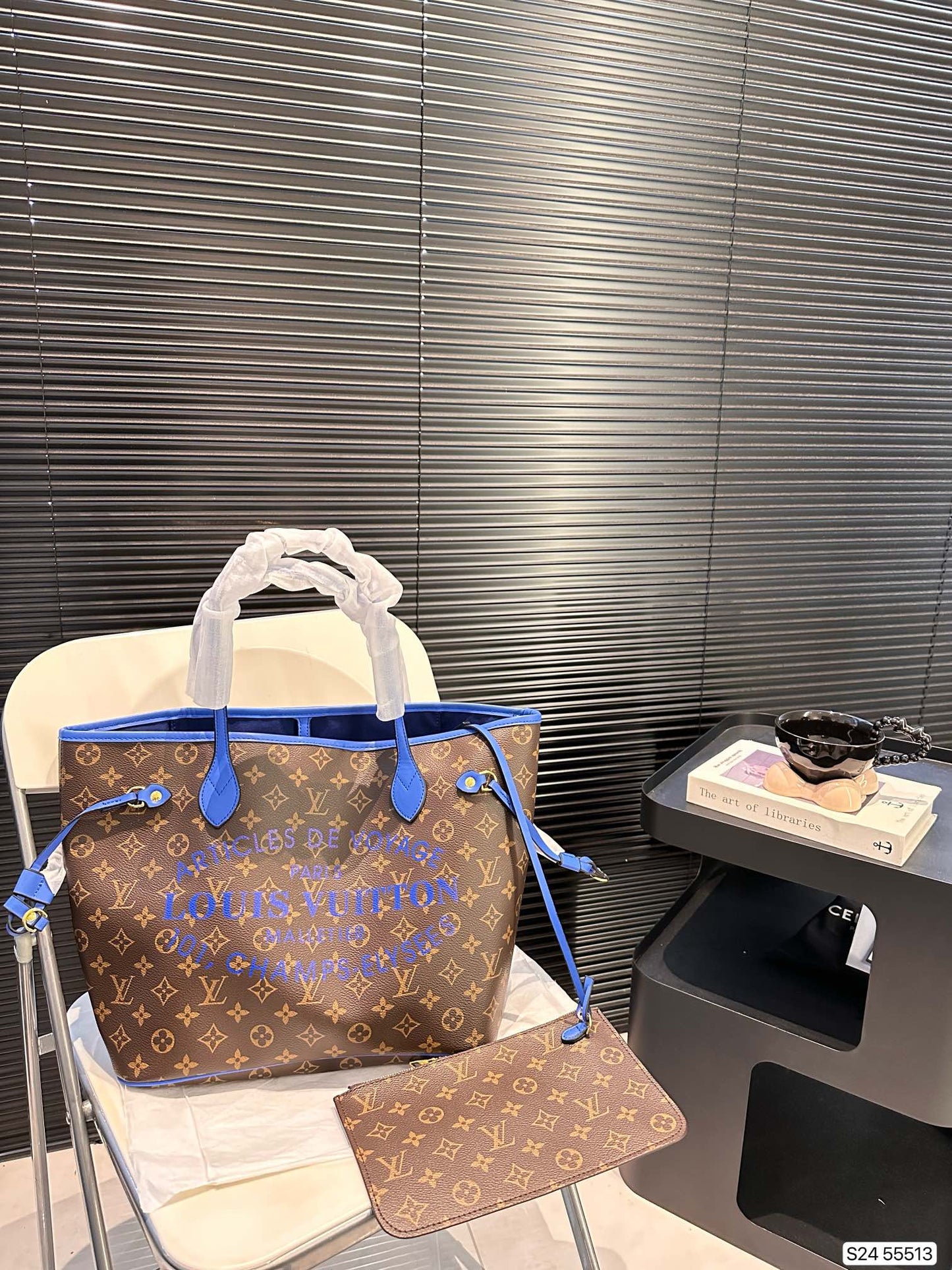 Grand Blue Monogram Ikat Neverfull MM Bag