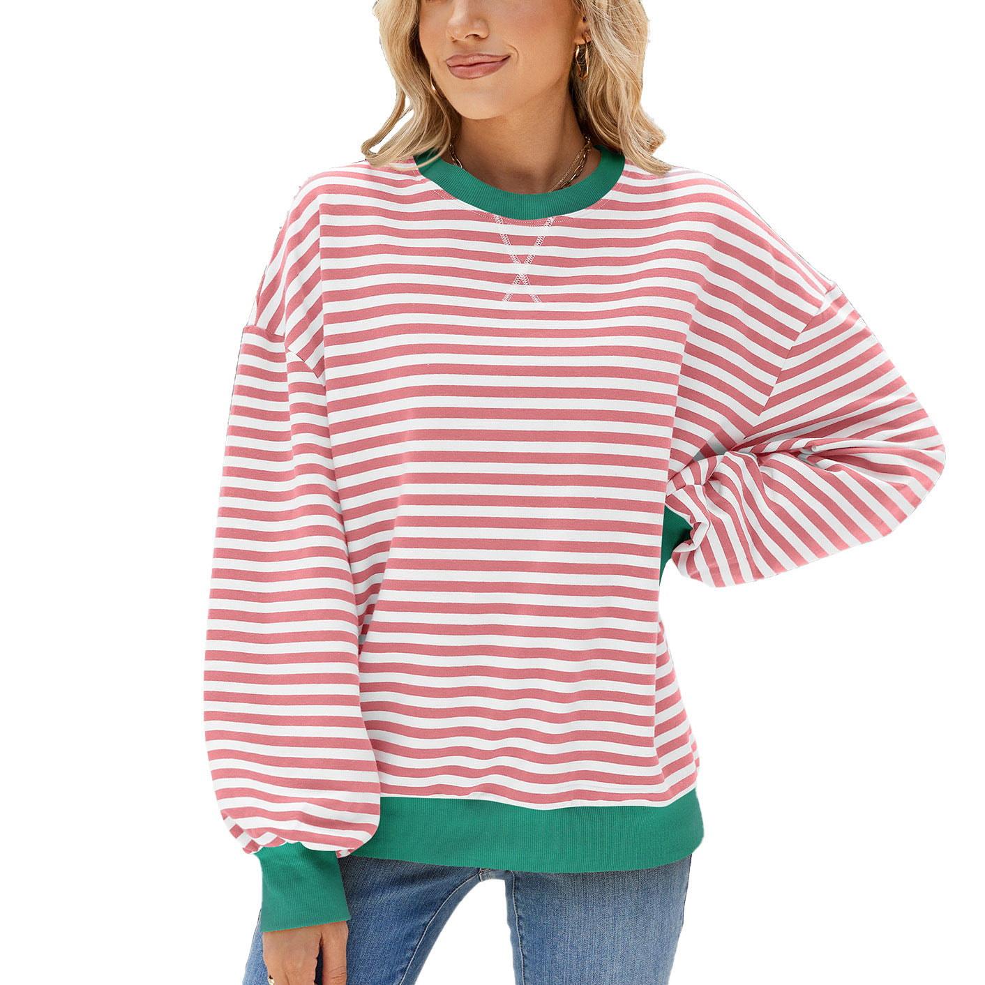 Classic Striped Oversized Crewneck