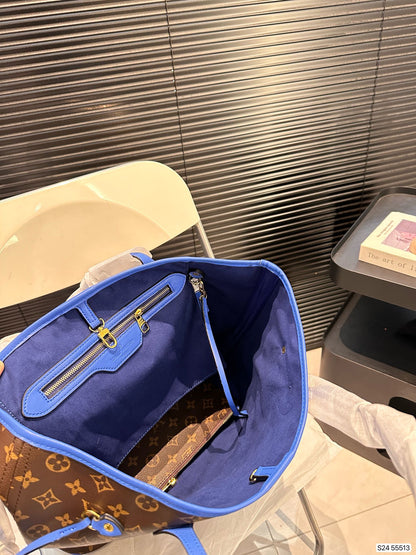 Grand Blue Monogram Ikat Neverfull MM Bag