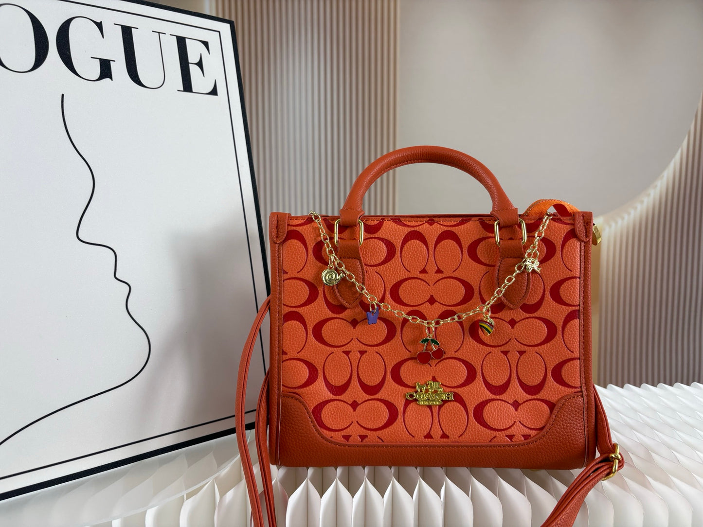 Coach Tote Bag with Bag Chain