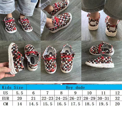 Kids Camo checkered cute dude shoes
