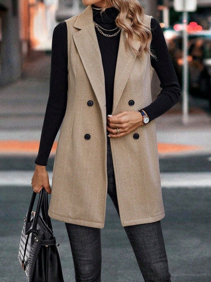 Women's Autumn Commuting Double-Breasted V-Neck Vest