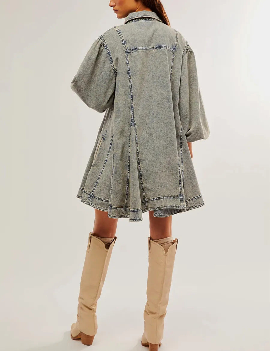 Washed Denim Mini Dress