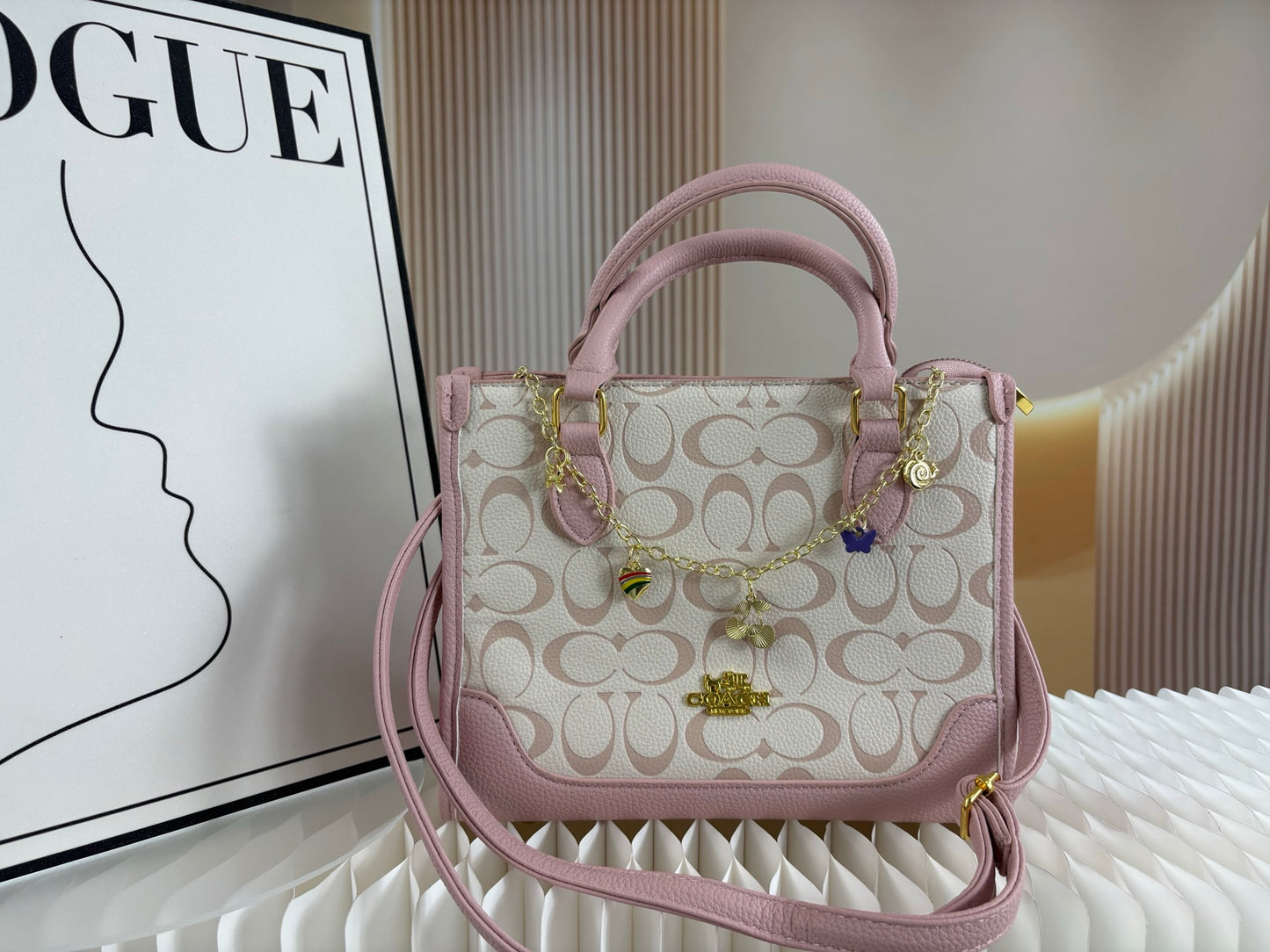 Coach Tote Bag with Bag Chain