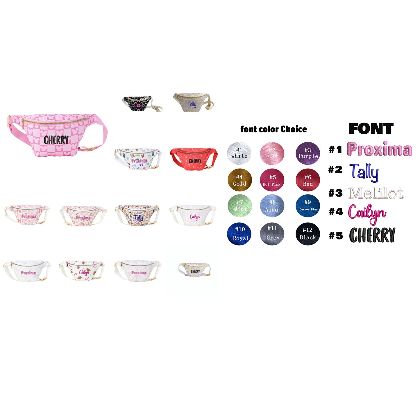 Kids Custom Name Embroidered Bag