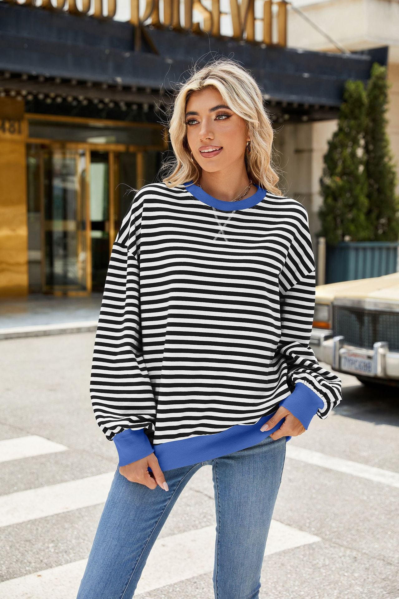Classic Striped Oversized Crewneck