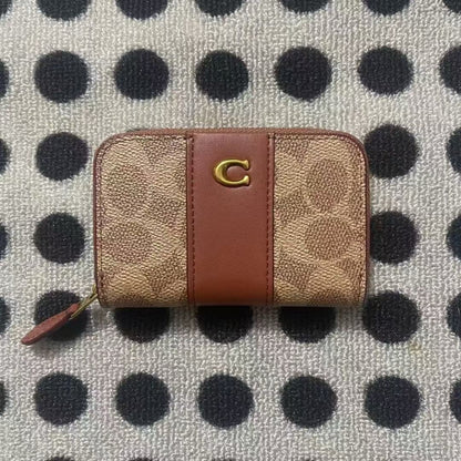 Accordion Zip Wallet In Colorblock Signature Canvas