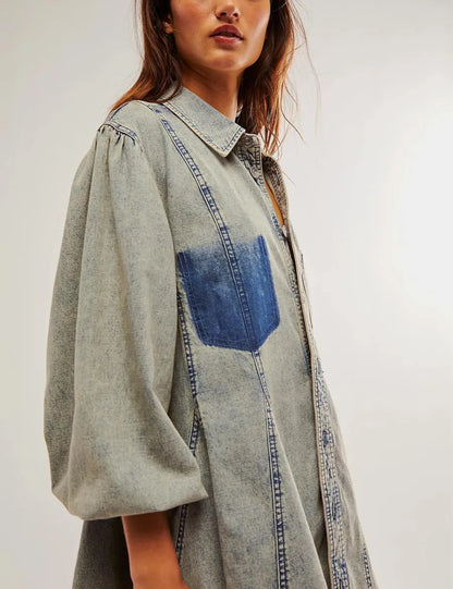 Washed Denim Mini Dress