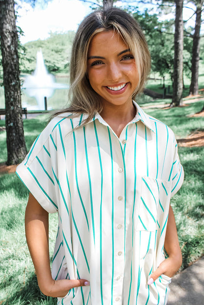 Striped Mini Pocket Shirtdress