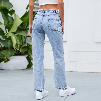 Distressed Washed Jeans