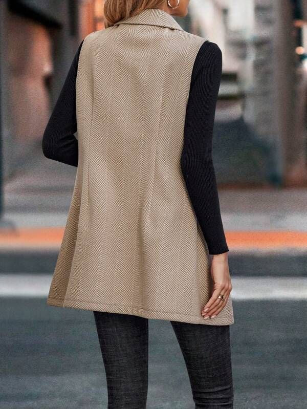 Women's Autumn Commuting Double-Breasted V-Neck Vest