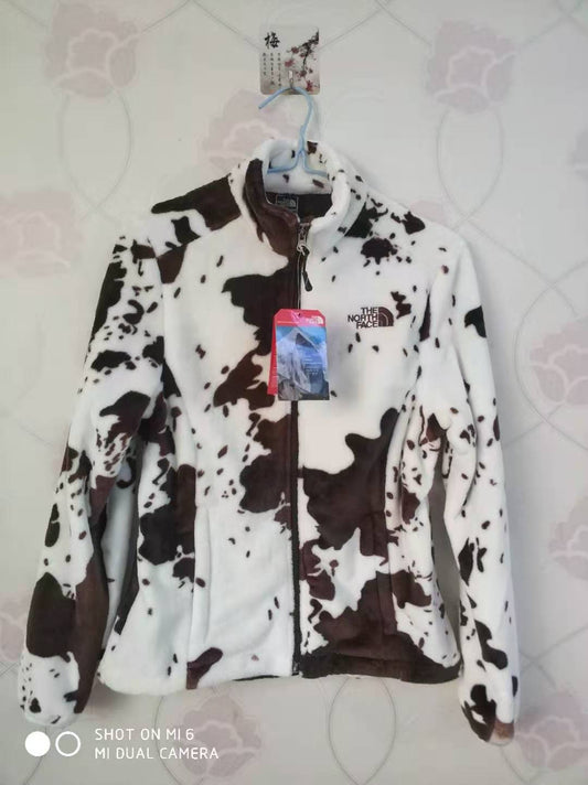 Women's and Kids Cow Print Fleece Jacket