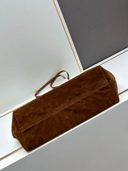 PRADA Tote Bag Suede Brown