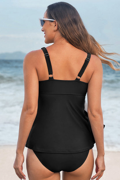 Crossed V-neck Tankini Top