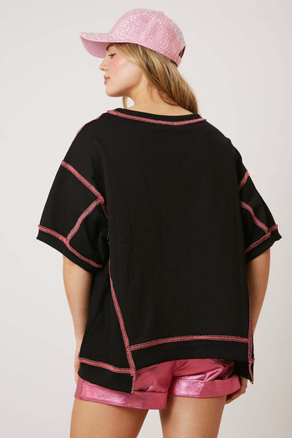 Sequin Crawfish French Terry Top