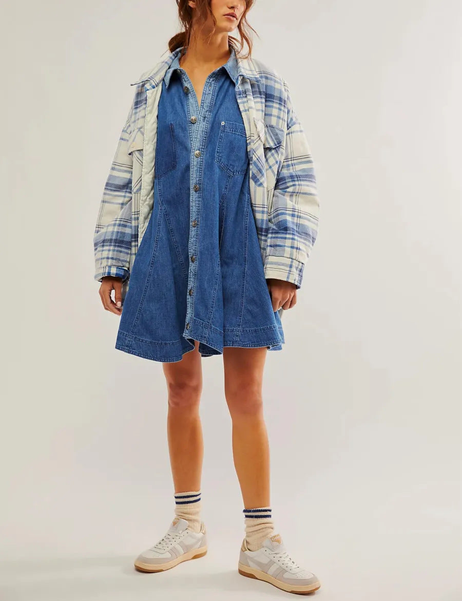 Washed Denim Mini Dress