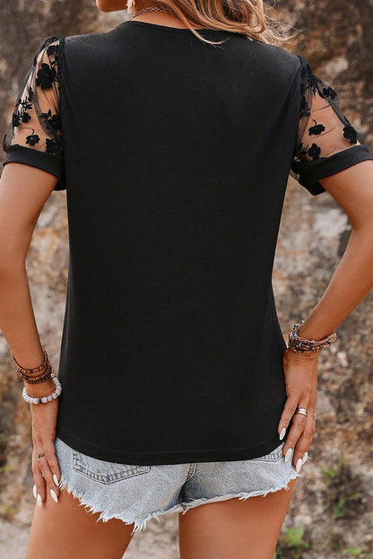Lace Blouse Mesh Patchwork Top