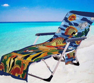 Colorful Beach Chair Cover With Side Pocket