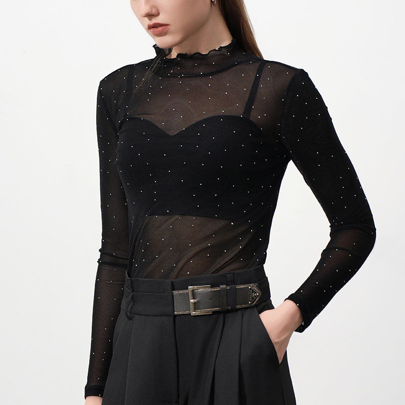 Starlight Black Mesh Cropped Top
