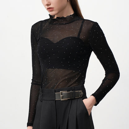 Starlight Black Mesh Cropped Top