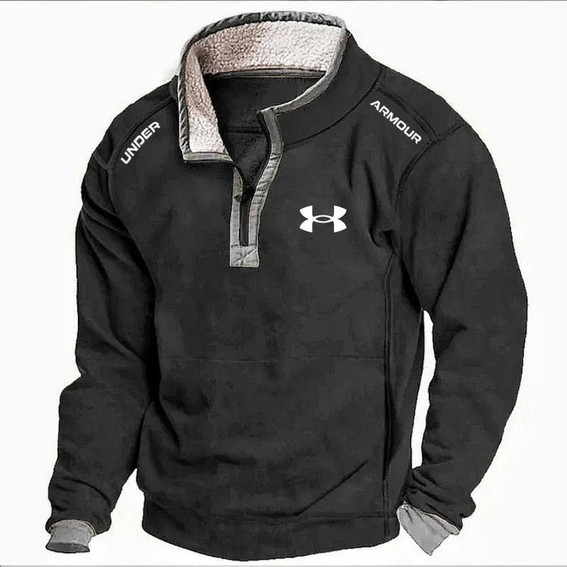 Men's Casual Stand Collar Pocket Sweatshirt