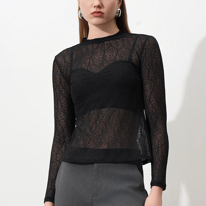 Elegant Sheer Leaf Textured Top