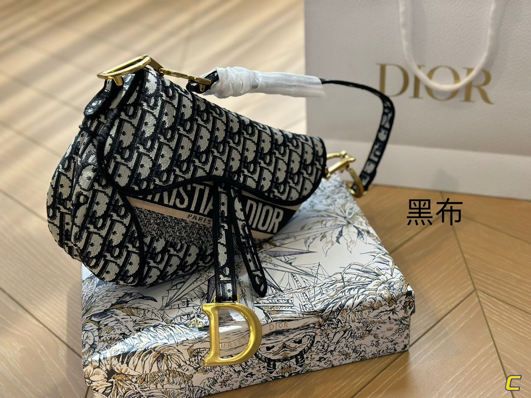 Oblique Embroidery Saddle Bag